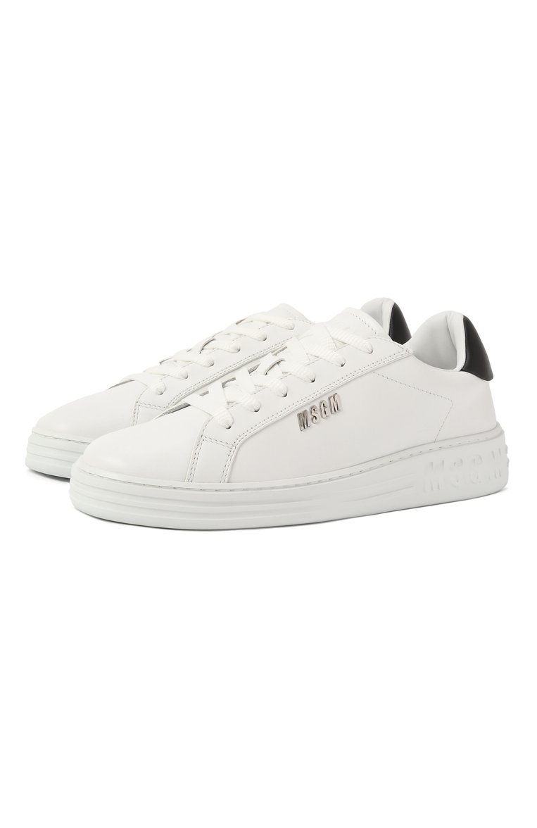 Женские кожаные кеды MSGM белого цвета, арт. 3841MDS506/787 | Фото 1 (Подошва: Платформа; Материал внутренний: Натуральная кожа; Драгоценные камни: Проставлено; Материал сплава: Проставлено; Материал внешний: Натуральная кожа; Кросс-КТ: Низкие; Стили: Кэжуэл; Материал утеплителя: Без утеплителя)