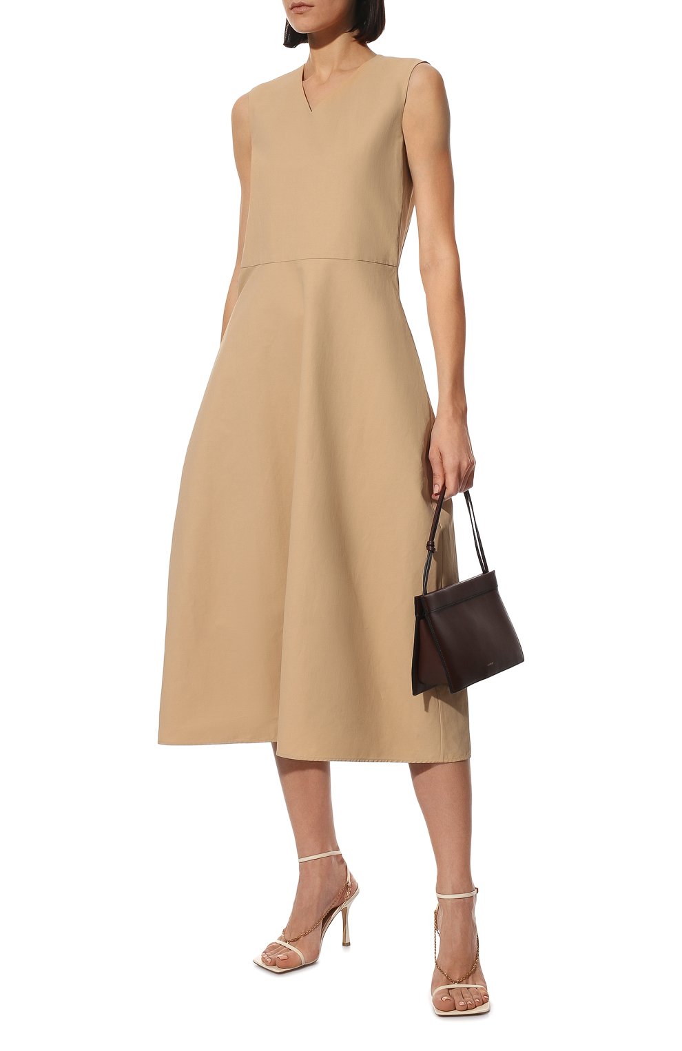 Платье изо льна и хлопка JIL SANDER бежевого цвета по цене 188500 руб., арт. JSPU503326-WU330300, фото 2 Платье изо льна и хлопка JIL SANDER, арт. JSPU503326-WU330300, фото 2