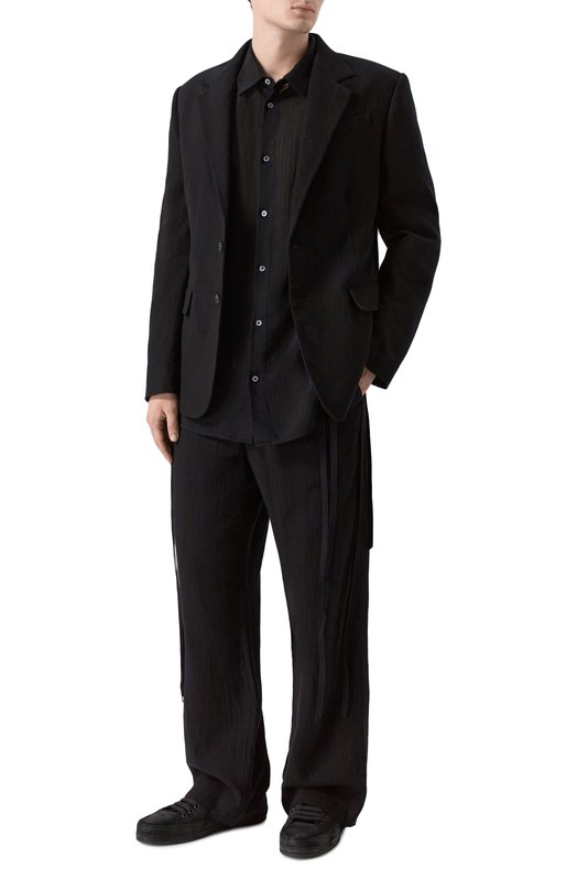 Хлопковые брюки Ann Demeulemeester B0010304/FA718 Чёрный  B0010304/FA718 Фото 2