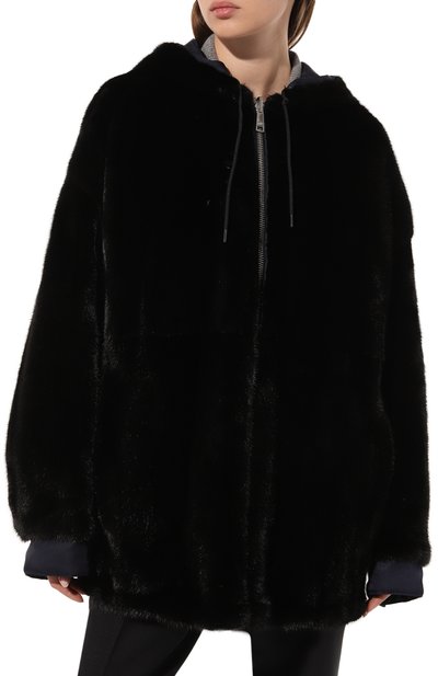 Шуба из меха норки PRADA черного цвета по цене 1600000 руб., арт. 166568-1H0O-F019Z, фото 3 Шуба из меха норки PRADA, арт. 166568-1H0O-F019Z, фото 3