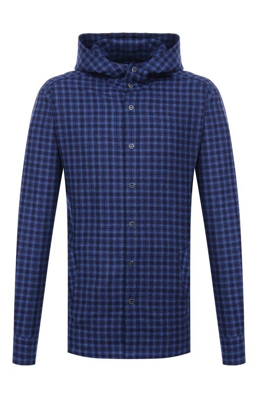 Рубашка из шерсти и кашемира Kiton UMCMARK0167G39 Синий UMCMARK0167G39