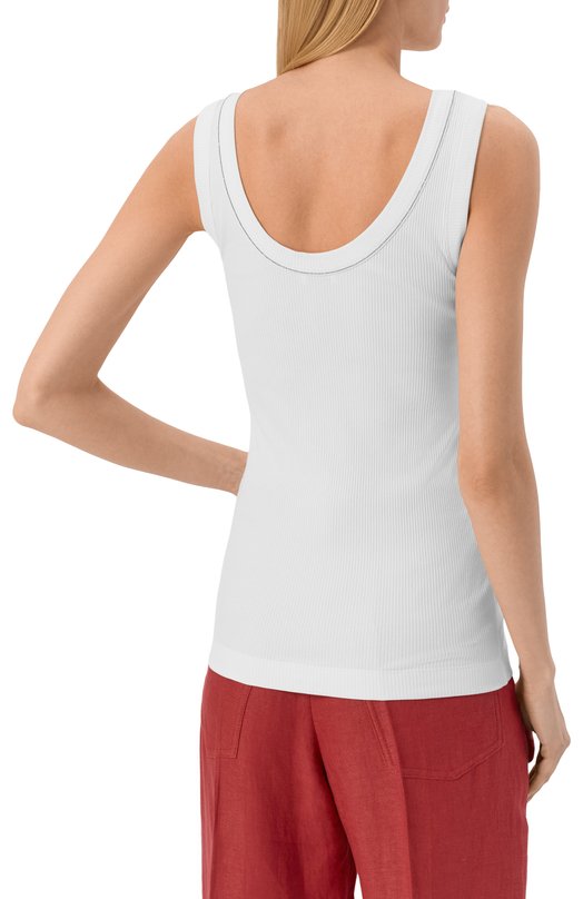 Хлопковая майка Brunello Cucinelli MG902FP100 Белый  MG902FP100 Фото 4