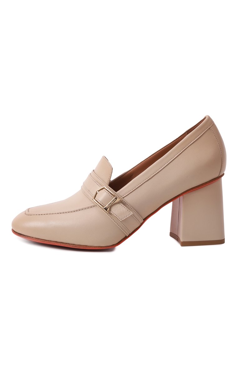 Женские кожаные туфли SANTONI бежевого цвета, арт. WDCG71240SX1NZZF | Фото 4 (Материал сплава: Проставлено; Материал внешний: Натуральная кожа; Материал внутренний: Натуральная кожа; Драгоценные камни: Проставлено; Подошва: Плоская; Каблук тип: Устойчивый; Каблук высота: Высокий)