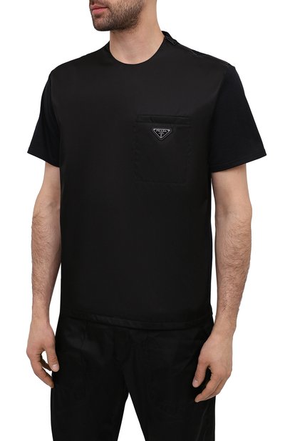 Комбинированная футболка PRADA, арт. UJN722-1YHF-F0806-202, фото 3