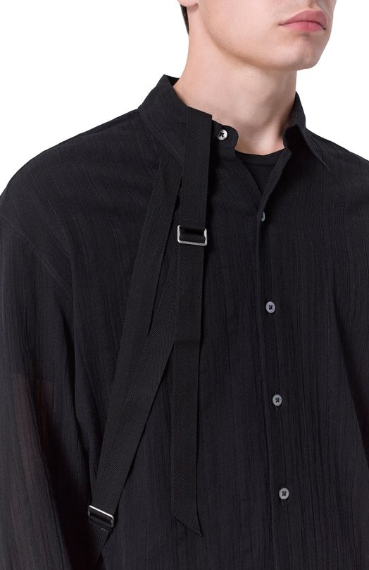 Рубашка из хлопка и шерсти Ann Demeulemeester B0013137/FA648 Чёрный  B0013137/FA648 Фото 5