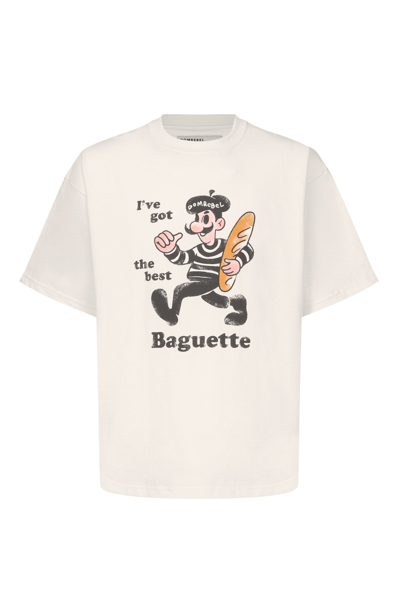 Хлопковая футболка DOMREBEL молочного цвета по цене 22100 руб., арт. M BAGUETTE/T-SHIRT, фото 1 Хлопковая футболка DOMREBEL, арт. M BAGUETTE/T-SHIRT, фото 1