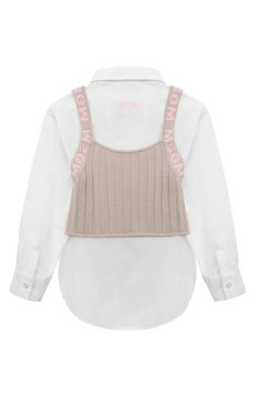 Детское комплект из рубашки и топа MSGM KIDS бежевого цвета, арт. S4MSJGSI070 | Фото 2 (Рукава: Длинные; Случай: Повседневный; Материал сплава: Проставлено; Материал внешний: Хлопок; Драгоценные камни: Проставлено; Ростовка одежда: 8 лет | 128 см, 10 - 11 лет | 140 - 146см, 12 лет | 152 см, 16 лет | 164 см)