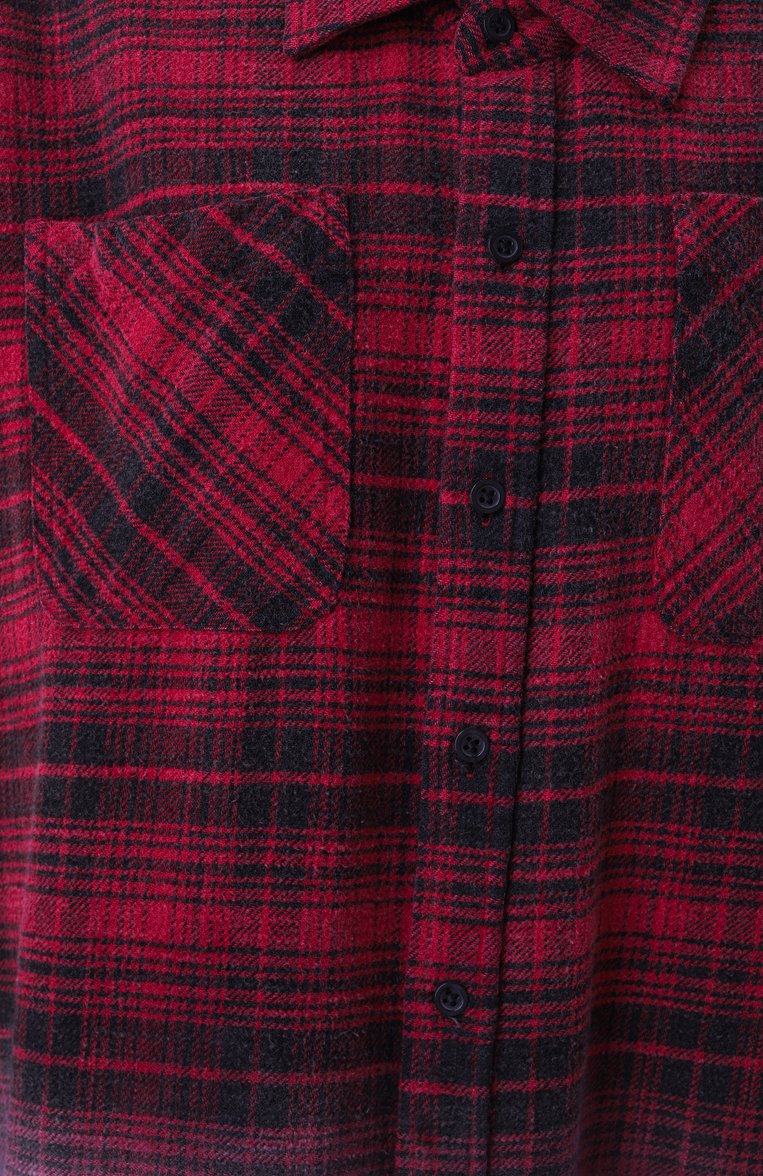 Женская хлопковая рубашка R13 бордового цвета, арт. R13WR015-R460B | Фото 6 (Рукава: Длинные; Материал внешний: Хлопок; Длина (для топов): Удлиненные; Женское Кросс-КТ: Рубашка-одежда; Принт: Клетка, С принтом; Стили: Кэжуэл; Автоматизация ТО: Проставлено; Автоматизация состава: Проставлено)
