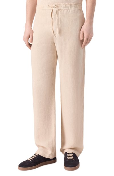 Льняные брюки 120% LINO бежевого цвета по цене 36700 руб., арт. 33ALIM29PT/0253/S00_001, фото 3 Льняные брюки 120% LINO, арт. 33ALIM29PT/0253/S00_001, фото 3