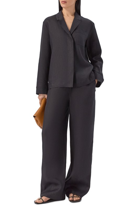 Льняная рубашка 12 STOREEZ 137702 Чёрный  137702 Фото 2