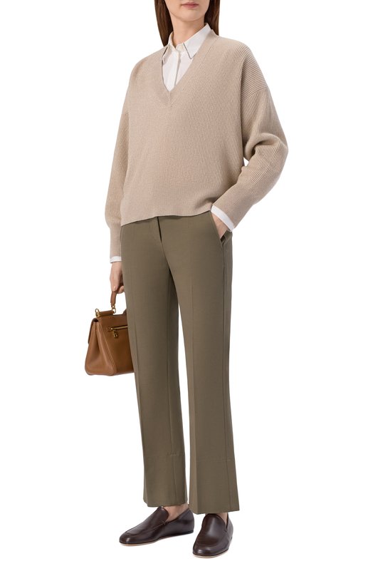Хлопковые брюки Brunello Cucinelli MA126P8854 Хаки  MA126P8854 Фото 2