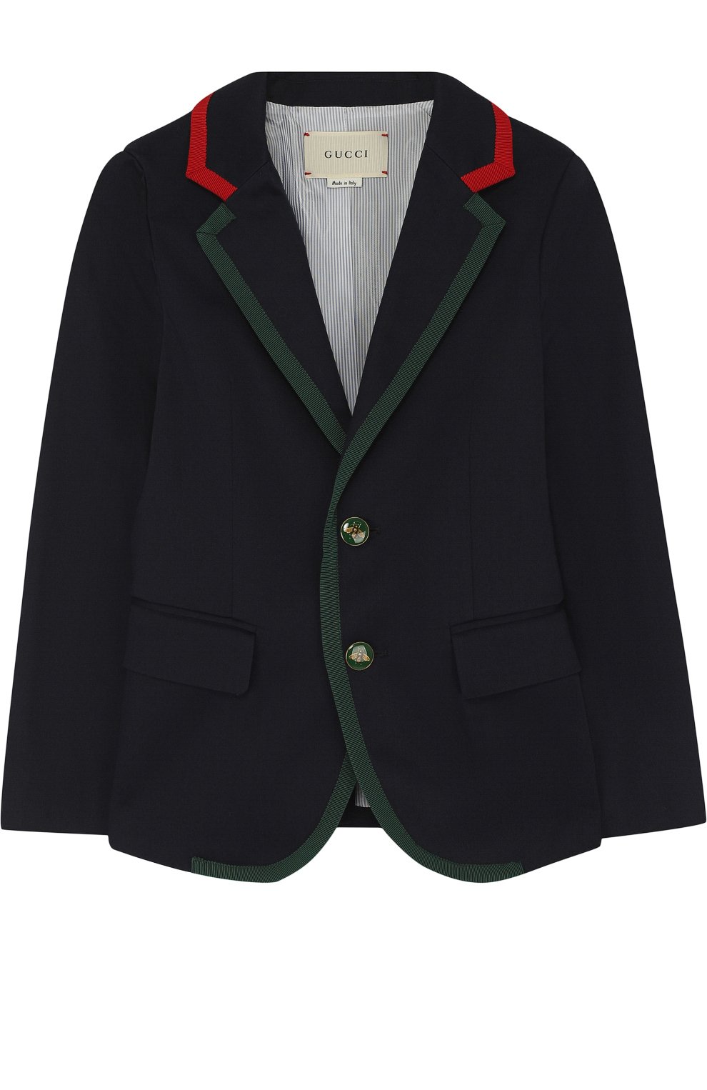 Однобортный пиджак из хлопка с контрастной отделкой GUCCI, арт. 499560/XBC97, фото 1