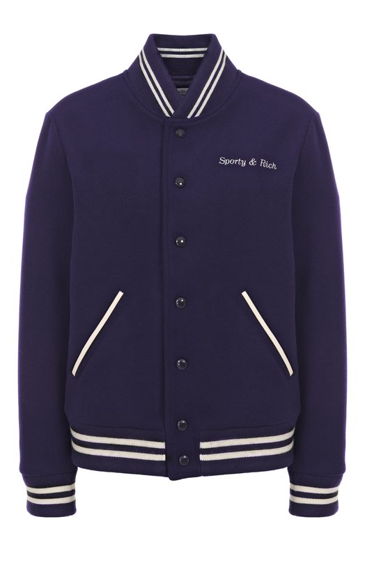 Шерстяной бомбер Sporty & Rich x Hotel du Cap-Eden-Roc Sporty and Rich 0W00760666BL106 Синий 0W00760666BL106
