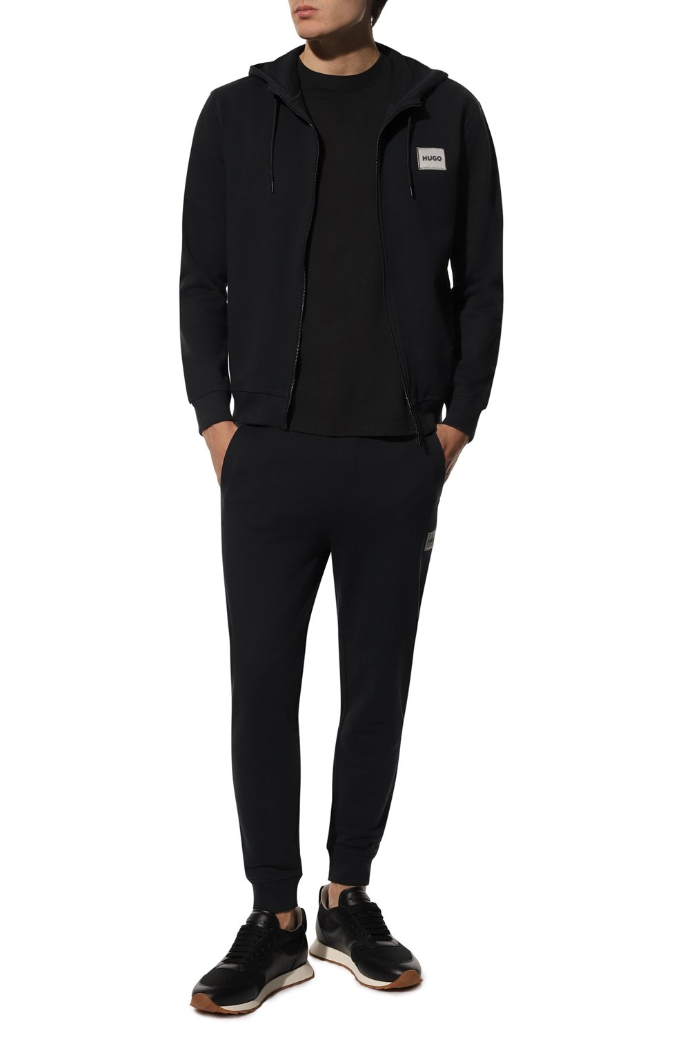 Хлопковая толстовка HUGO темно-синего цвета по цене 10650 руб., арт. 50484720, фото 2 Хлопковая толстовка HUGO, арт. 50484720, фото 2