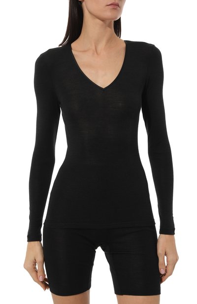 Лонгслив из шерсти и шелка HANRO черного цвета по цене 19330 руб., арт. 071418., фото 3 Лонгслив из шерсти и шелка HANRO, арт. 071418., фото 3