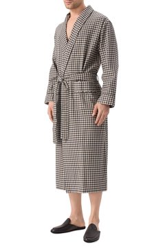 Мужской халат из хлопка и шерсти ZIMMERLI бежевого цвета, арт. 4600-75143 | Фото 3 (Драгоценные камни: Проставлено; Рукава: Длинные; Материал сплава: Проставлено; Длина (верхняя одежда): Длинные; Кросс-КТ: домашняя одежда; Материал внешний: Хлопок)