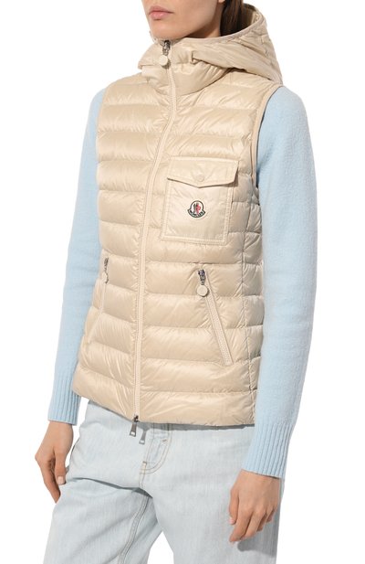 Пуховый жилет glygos MONCLER бежевого цвета по цене 129000 руб., арт. I10931A00028/595ZZ, фото 3 Пуховый жилет glygos MONCLER, арт. I10931A00028/595ZZ, фото 3