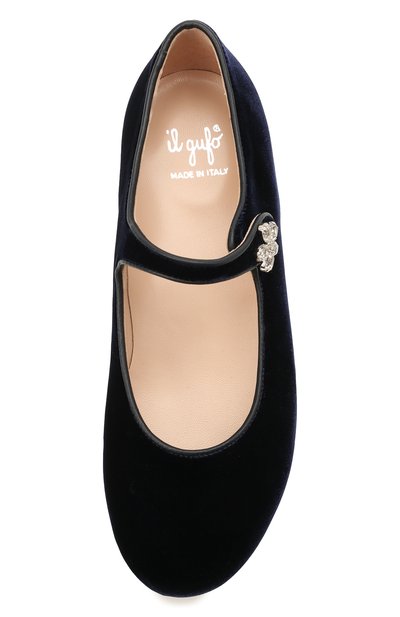 Бархатные балетки IL GUFO синего цвета по цене 24100 руб., арт. G285/VELLUT0 ACC0PP/35-42, фото 4 Бархатные балетки IL GUFO, арт. G285/VELLUT0 ACC0PP/35-42, фото 4