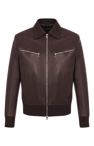 Мужской кожаный бомбер DOLCE & GABBANA, арт. G9BIJL/HULQX