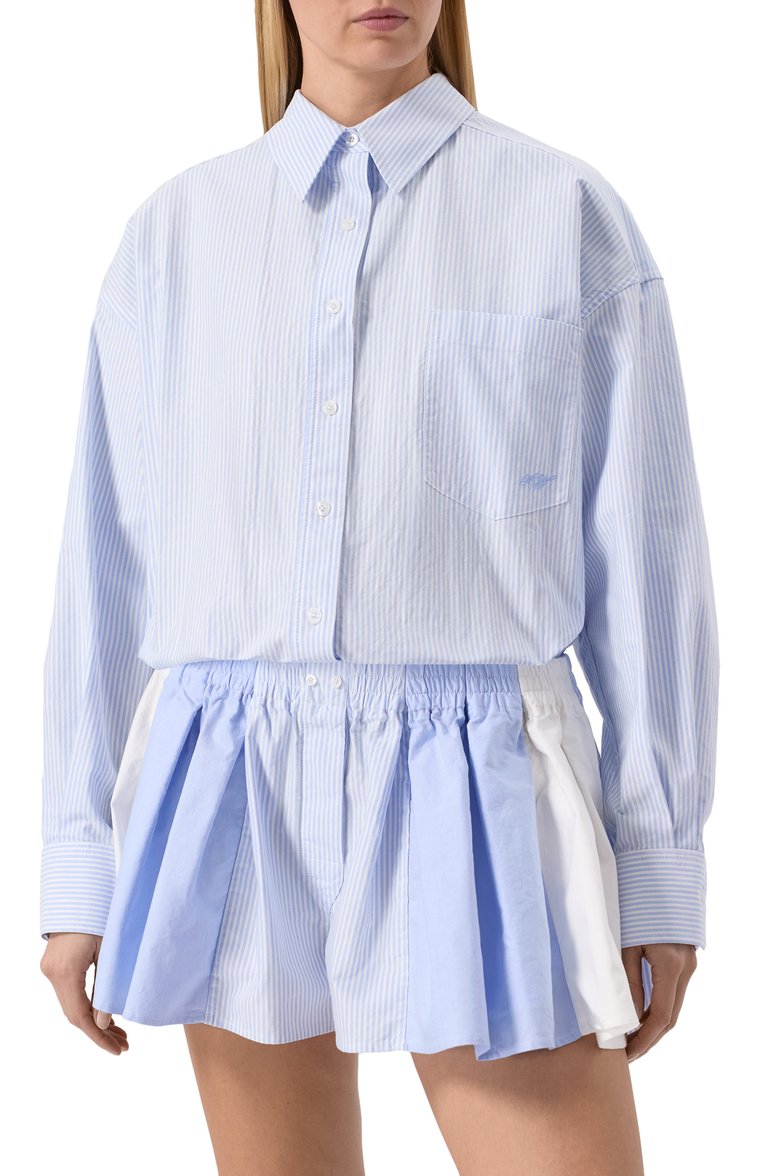 Женский хлопковый комбинезон ALEXANDER WANG голубого цвета, арт. 1WC2256741 | Фото 3 (Рукава: Длинные; Автоматизация ТО: Проставлено; Автоматизация состава: Проставлено; Материал внешний: Хлопок; Стили: Кэжуэл; Женское Кросс-КТ: Комбинезон-одежда; Случай: Повседневный)