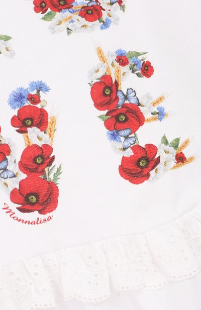 Хлопковый топ MONNALISA белого цвета по цене 7470 руб., арт. 393606SE, фото 3 Хлопковый топ MONNALISA, арт. 393606SE, фото 3