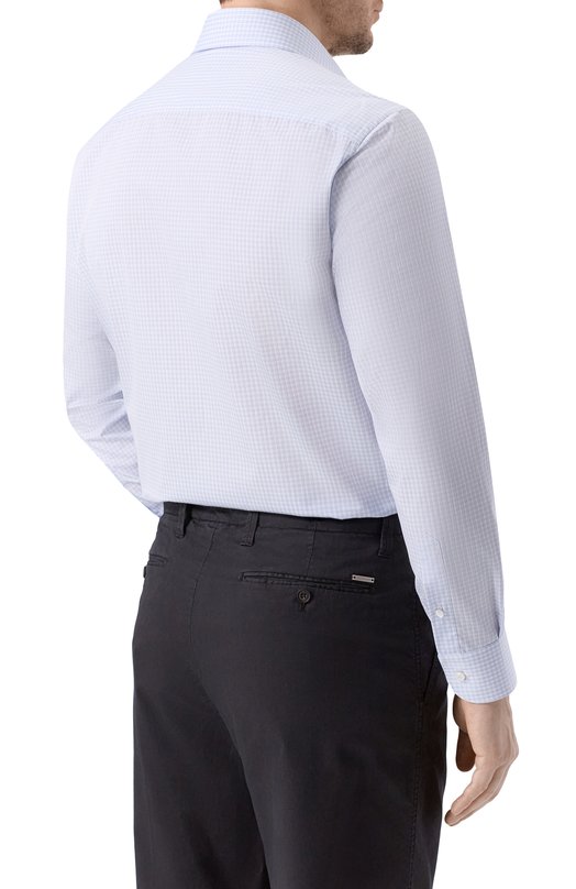 Хлопковая сорочка Brioni RCB40L/0C04B Голубой  RCB40L/0C04B Фото 4