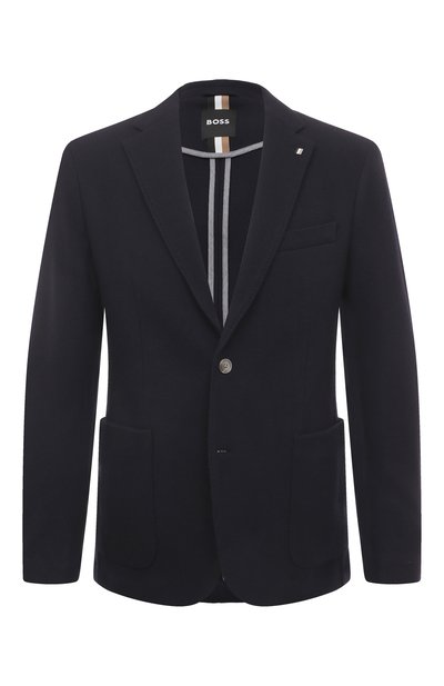 Шерстяной пиджак BOSS темно-синего цвета по цене 38800 руб., арт. 50484647, фото 1 Шерстяной пиджак BOSS, арт. 50484647, фото 1