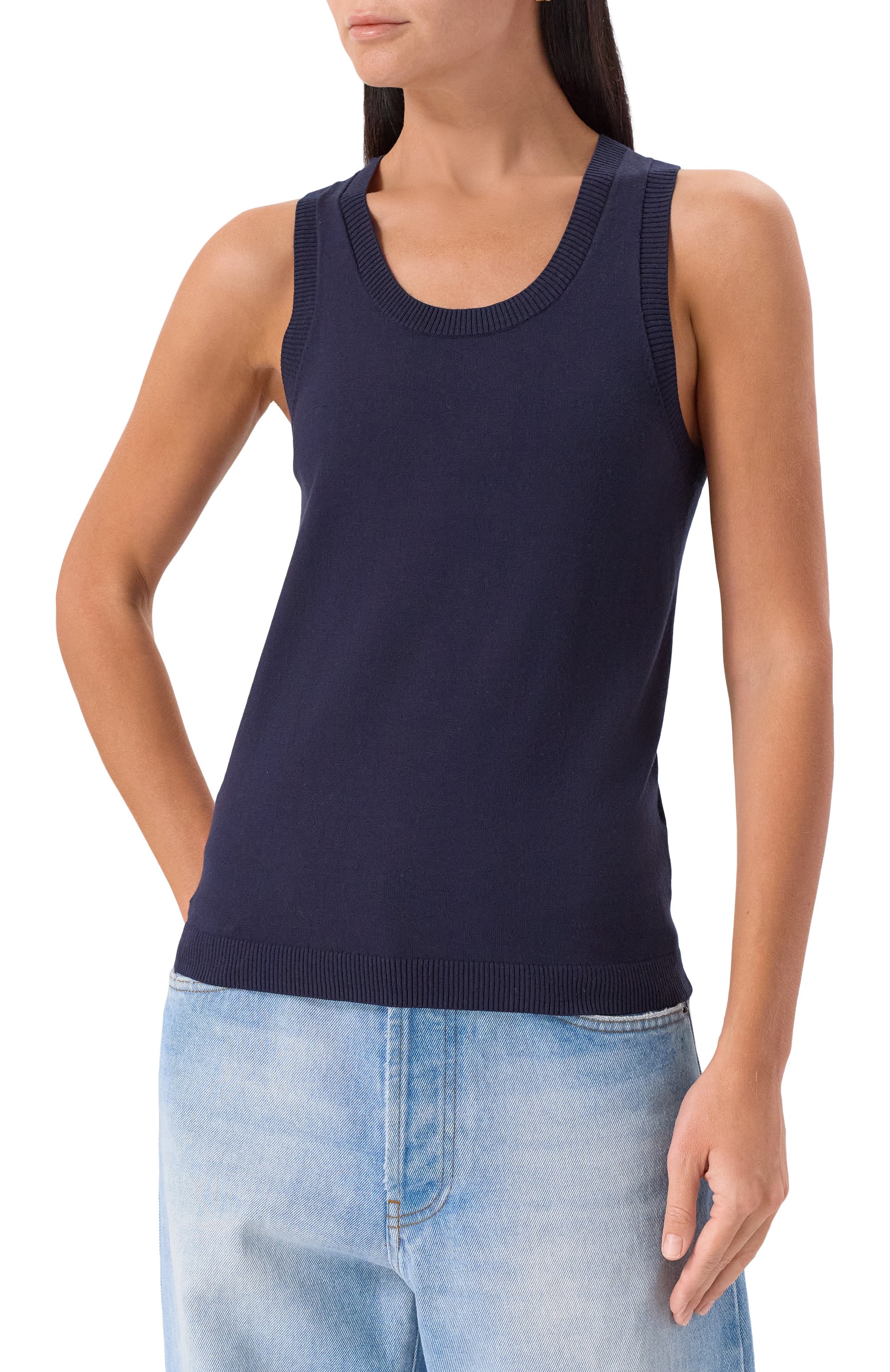 Майка из вискозы WEEKEND MAX MARA синего цвета по цене 19900 руб., арт. ASBUURG, фото 3 Майка из вискозы WEEKEND MAX MARA, арт. ASBUURG, фото 3