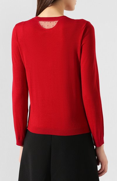 Пуловер из смеси шерсти и шелка REDVALENTINO красного цвета по цене 29950 руб., арт. SR3KC04L/4A7, фото 4 Пуловер из смеси шерсти и шелка REDVALENTINO, арт. SR3KC04L/4A7, фото 4