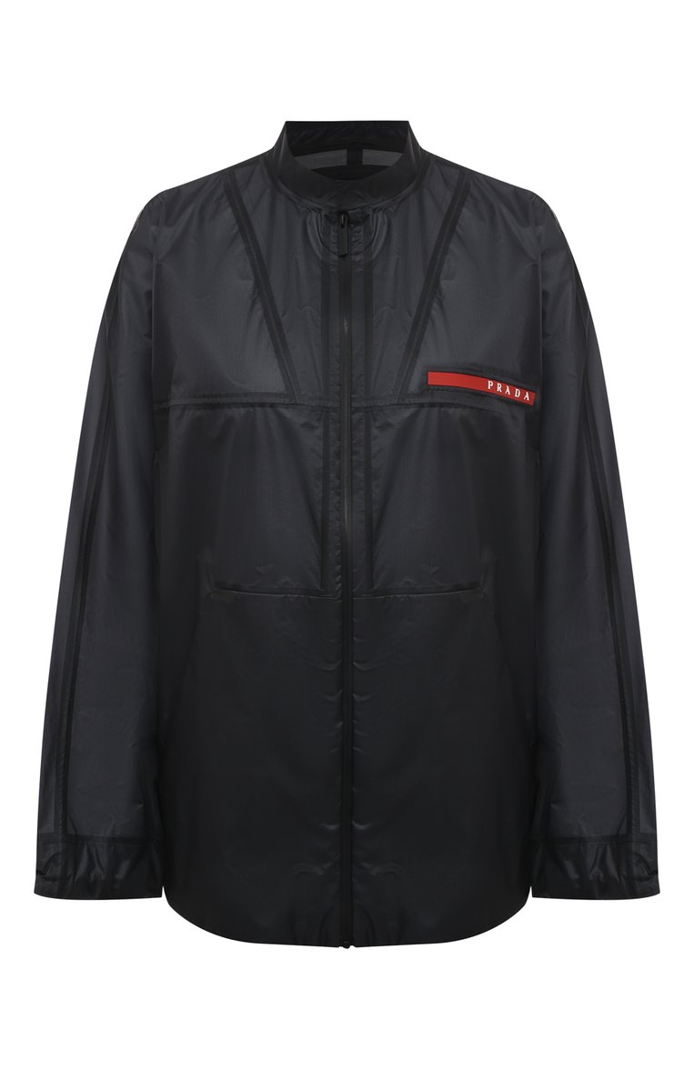 Женская ветровка prada linea rossa PRADA черного цвета, арт. 291914-1S0F-F0002-211 | Фото 1 (Рукава: Длинные; Длина (верхняя одежда): Короткие; Материал внешний: Синтетический материал; Стили: Спорт-шик; Кросс-КТ: Ветровки, Куртка)
