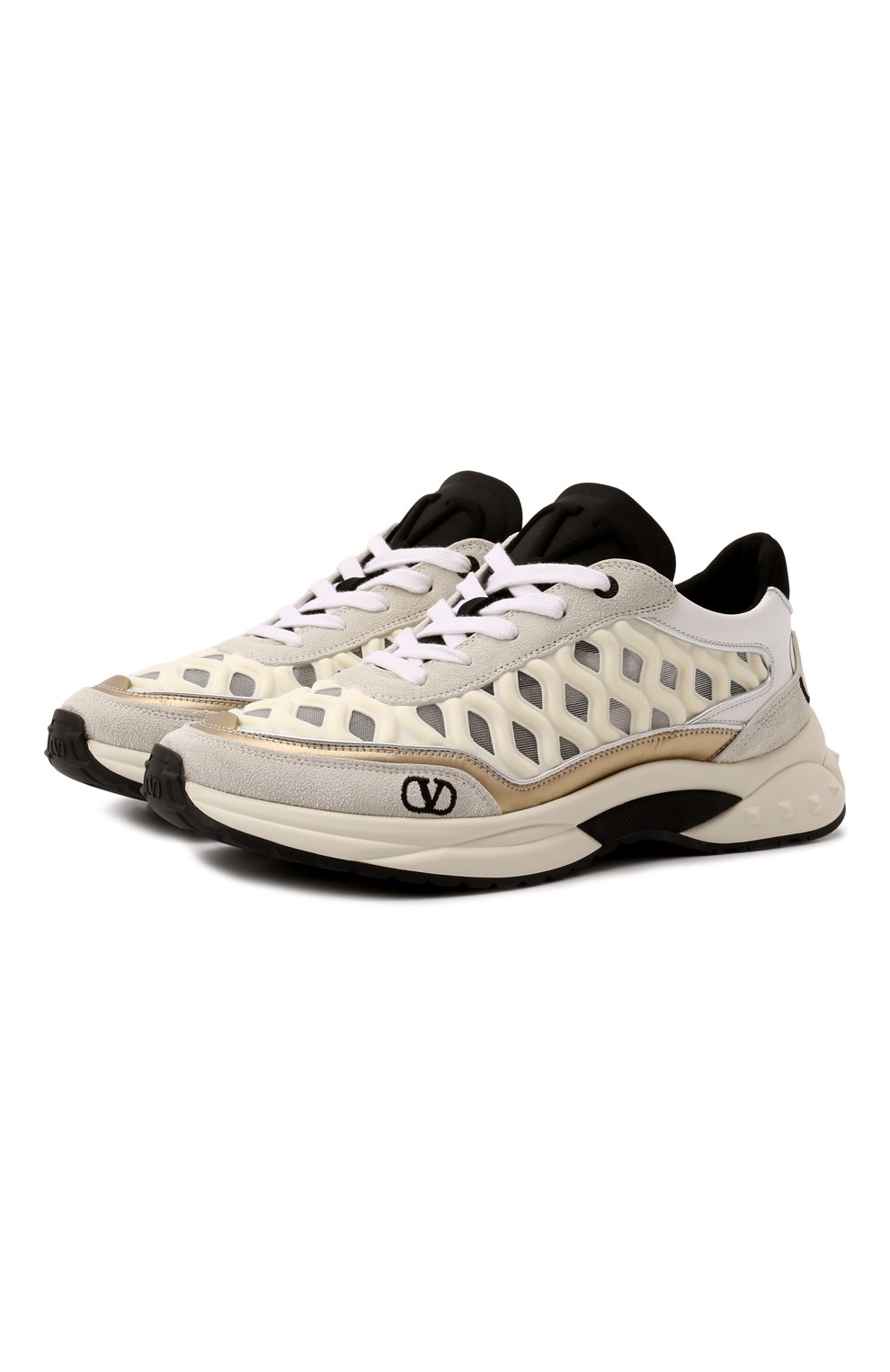 Комбинированные кроссовки ready go runner VALENTINO кремового цвета по цене 69600 руб., арт. XW2S0EA5/NHR, фото 1 Комбинированные кроссовки ready go runner VALENTINO, арт. XW2S0EA5/NHR, фото 1