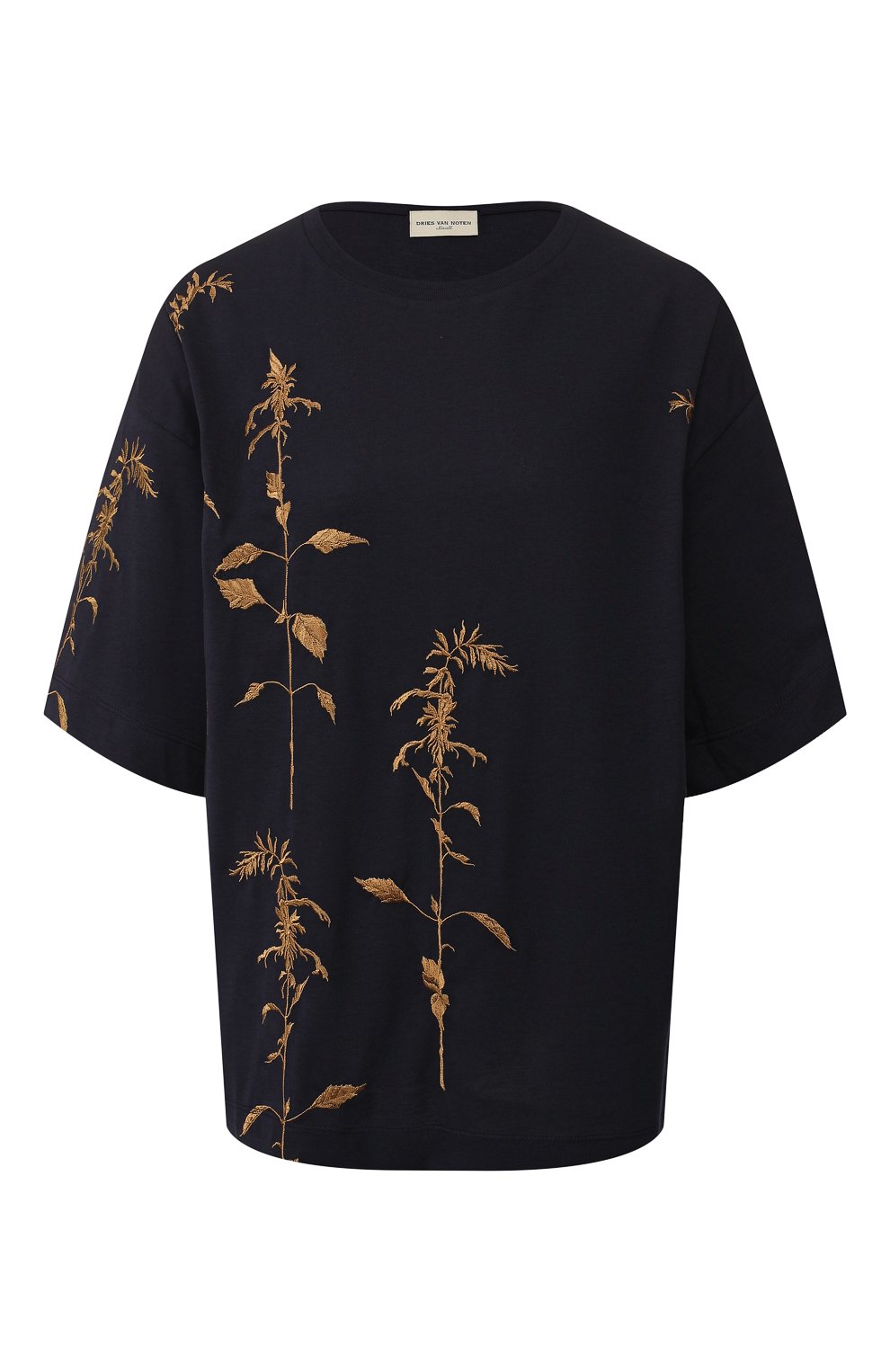 Хлопковая футболка DRIES VAN NOTEN синего цвета по цене 22900 руб., арт. 192-11179-8611, фото 1 Хлопковая футболка DRIES VAN NOTEN, арт. 192-11179-8611, фото 1