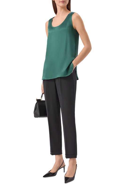 Атласный топ Kiton D51443K03337 Зелёный  D51443K03337 Фото 2