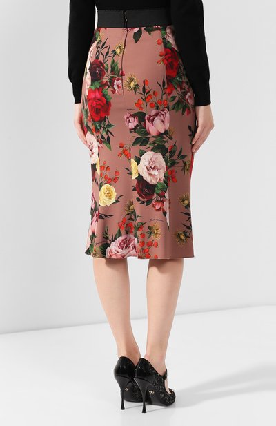 Юбка из вискозы DOLCE & GABBANA розового цвета по цене 109500 руб., арт. F4A1FT/FSRL5, фото 4 Юбка из вискозы DOLCE & GABBANA, арт. F4A1FT/FSRL5, фото 4