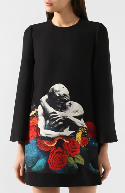Платье из смеси шерсти и шелка VALENTINO черного цвета по цене 289500 руб., арт. SB0VAPA71CF, фото 3 Платье из смеси шерсти и шелка VALENTINO, арт. SB0VAPA71CF, фото 3