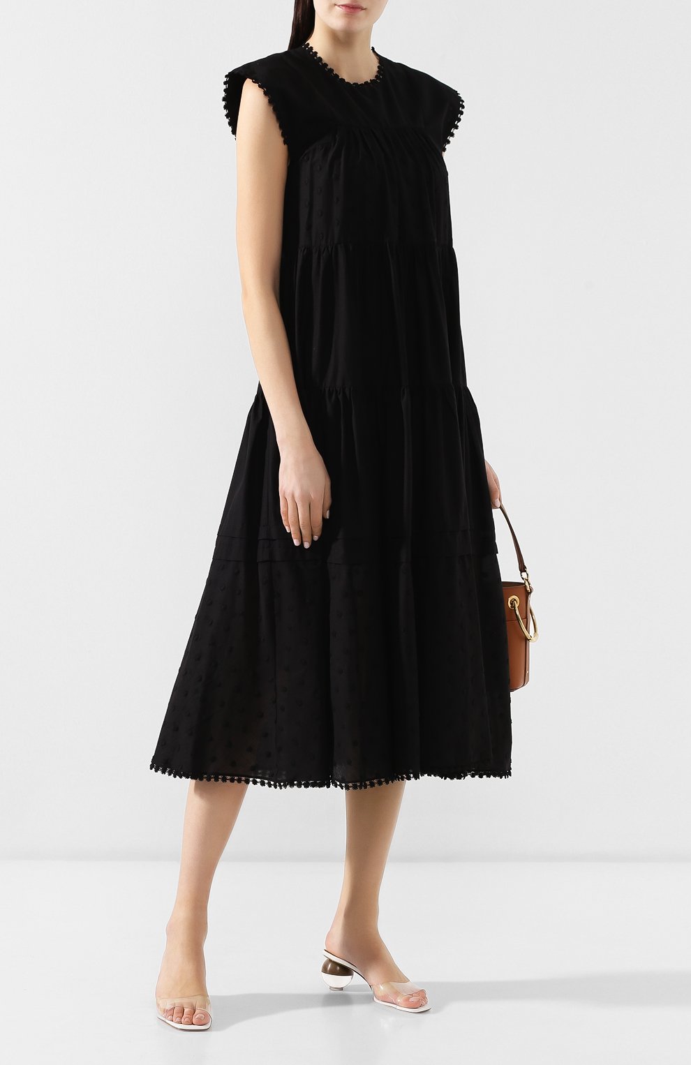 Хлопковое платье SEE BY CHLOÉ черного цвета по цене 37600 руб., арт. CHS19SR017029, фото 2 Хлопковое платье SEE BY CHLOÉ, арт. CHS19SR017029, фото 2