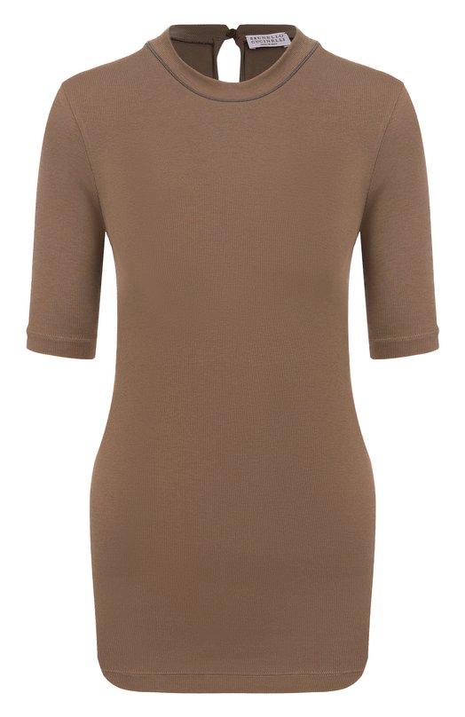 Хлопковая футболка Brunello Cucinelli MPTC8BJ310 Коричневый MPTC8BJ310