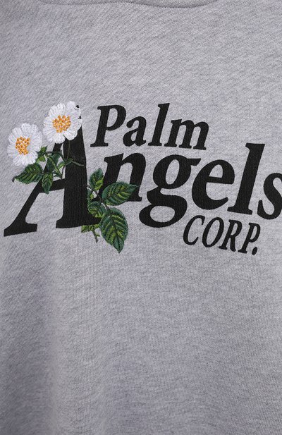 Хлопковое худи PALM ANGELS серого цвета по цене 86850 руб., арт. PWBC002S21FLE0010810, фото 5 Хлопковое худи PALM ANGELS, арт. PWBC002S21FLE0010810, фото 5