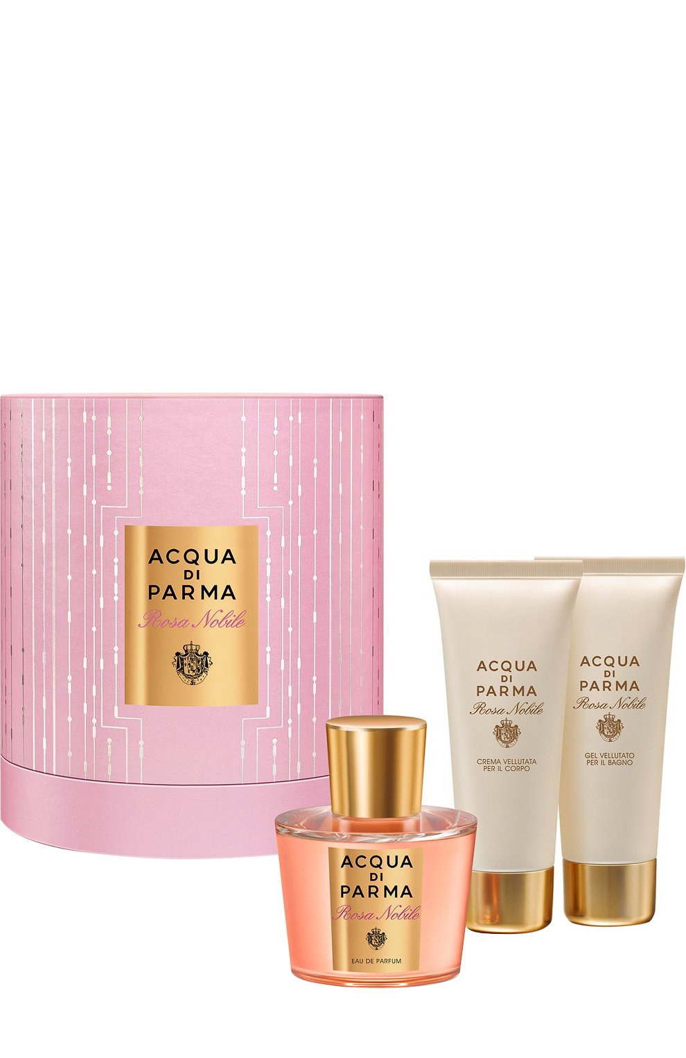 Набор rosa nobile: парфюмерная вода + крем для тела + гель для душа ACQUA DI PARMA бесцветного цвета по цене 9790 руб., арт. 49039, фото 1 Набор rosa nobile: парфюмерная вода + крем для тела + гель для душа ACQUA DI PARMA, арт. 49039, фото 1