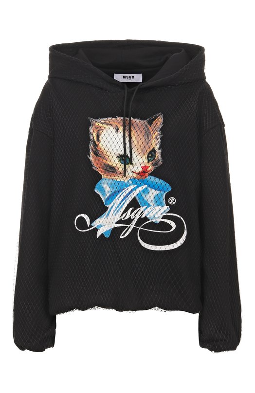 Хлопковое худи MSGM 3941MDM74/257799 Чёрный 3941MDM74/257799