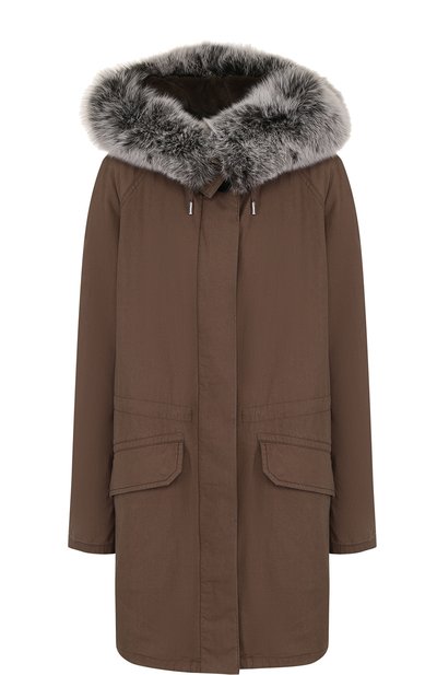 Женская хлопковая парка с капюшоном и подстежкой из меха кролика YS ARMY PARIS, арт. AF10890F03X