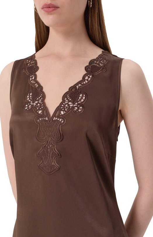 Атласное платье Weekend Max Mara CAN0SSA Коричневый  CAN0SSA Фото 5