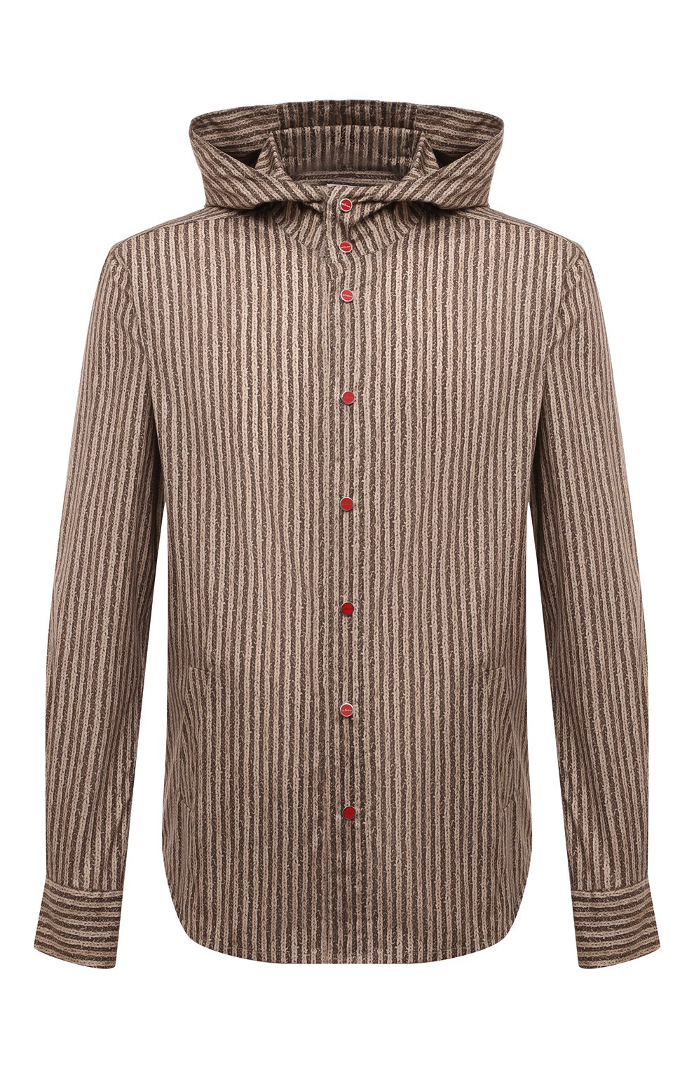 Хлопковая рубашка KITON коричневого цвета по цене 87550 руб., арт. UMCMARH0913001, фото 1 Хлопковая рубашка KITON, арт. UMCMARH0913001, фото 1