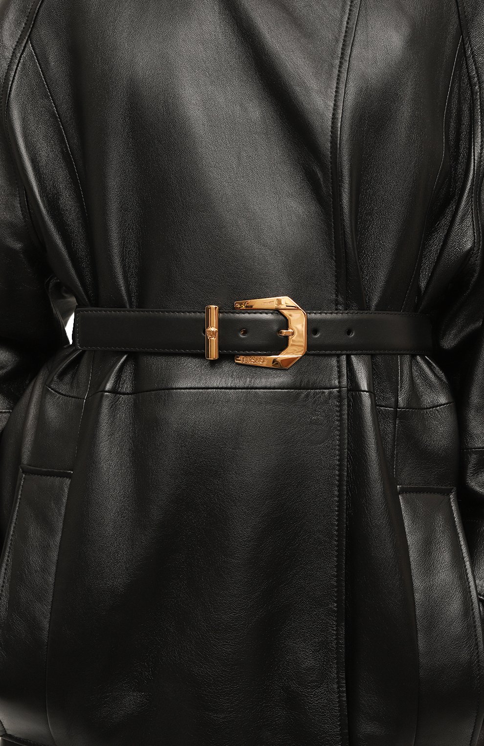 Кожаный ремень VERSACE черного цвета по цене 42300 руб., арт. 1007419/DV3T, фото 2 Кожаный ремень VERSACE, арт. 1007419/DV3T, фото 2