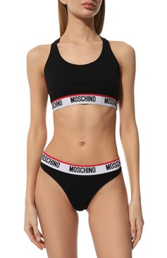 Женские набор из двух трусов MOSCHINO черного цвета, арт. 232V6/A1382/4402 | Фото 2 (Женское Кросс-КТ: Трусы; Материал сплава: Проставлено; Нос: Не проставлено; Материал внешний: Хлопок)