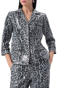 Женский жакет с отделкой пайетками IN THE MOOD FOR LOVE леопардового цвета, арт. RS2500300002 | Фото 3 (Рукава: 3/4; Драгоценные камни: Проставлено; Длина (для топов): Стандартные; Материал сплава: Проставлено; Кросс-КТ: костюм; 1-2-бортные: Однобортные; Женское Кросс-КТ: Жакет-одежда; Стили: Гламурный; Материал внешний: Синтетический материал)