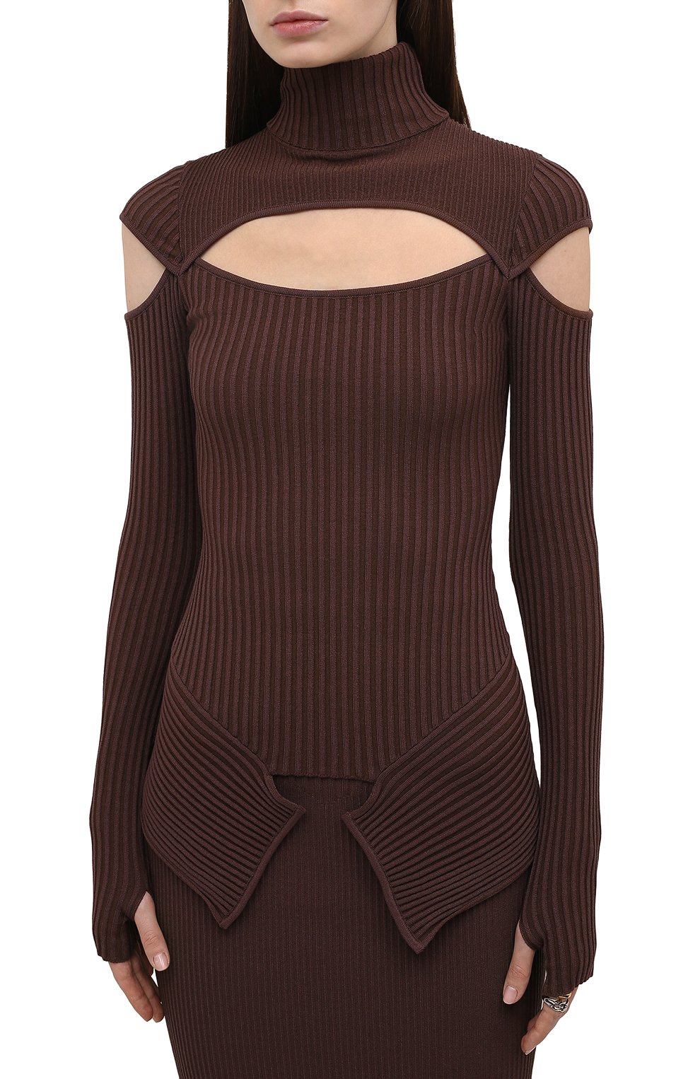 Водолазка из вискозы ANDREADAMO коричневого цвета по цене 82800 руб., арт. ADFW21SW04031477, фото 3 Водолазка из вискозы ANDREADAMO, арт. ADFW21SW04031477, фото 3