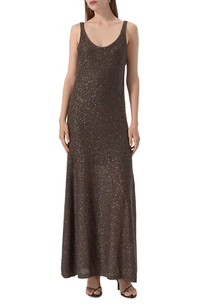 Платье изо льна и кашемира BRUNELLO CUCINELLI, арт. MDJ547A90, фото 3