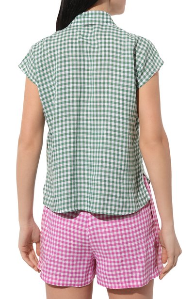 Льняная рубашка 120% LINO зеленого цвета по цене 32250 руб., арт. 31ALIW19P4/000G223/100, фото 4 Льняная рубашка 120% LINO, арт. 31ALIW19P4/000G223/100, фото 4