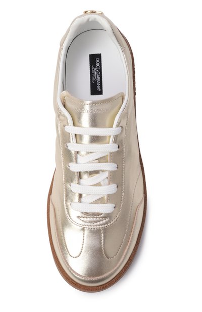 Кожаные кеды saint tropez DOLCE & GABBANA золотого цвета по цене 47900 руб., арт. D11406/AE456_001, фото 4 Кожаные кеды saint tropez DOLCE & GABBANA, арт. D11406/AE456_001, фото 4